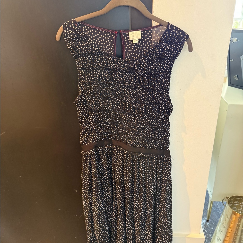 Anthropologie Black and White Polka Dot Midi Dress